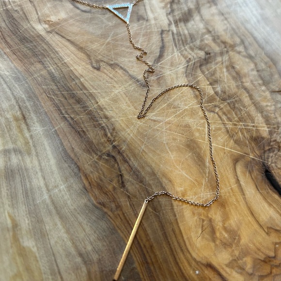 14k Rose Gold Pave Diamond Lariat Necklace - Picture 4 of 12